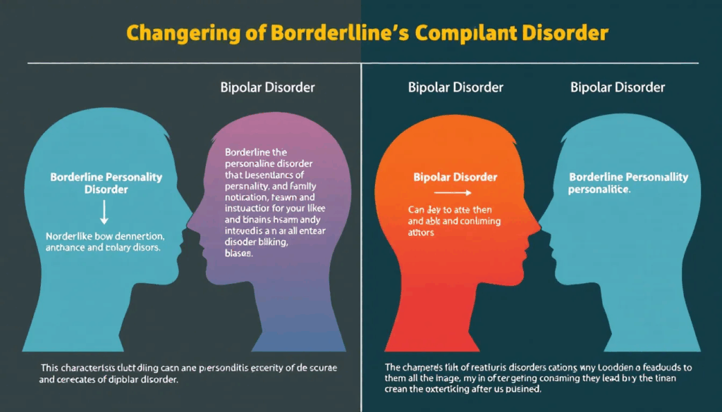 An illustration comparing the characteristics of borderline personality disorder and bipolar disorder.