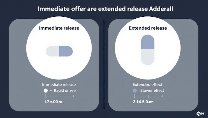 A comparison chart of immediate release and extended release Adderall formulations.
