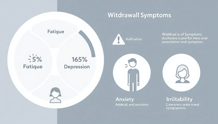 An informative graphic about withdrawal symptoms related to Adderall misuse.