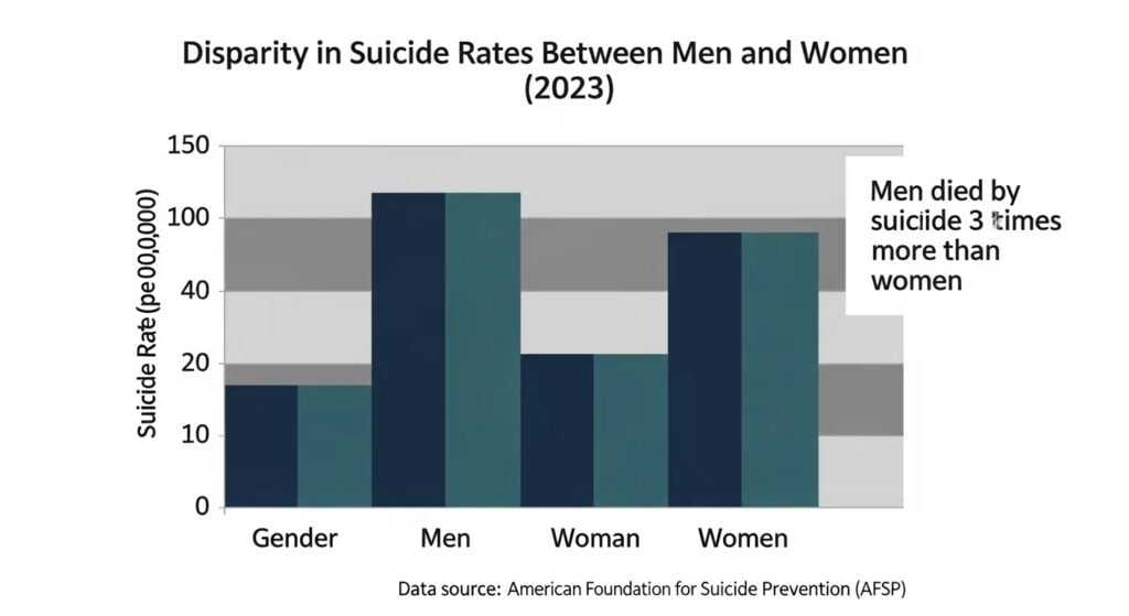 Disparity in Suicide Rates Between Men and Women (2023). Data Source: AFSP